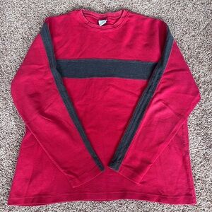 Vintage Y2K Old Navy Red and Black Crewneck Stripe Sweatshirt